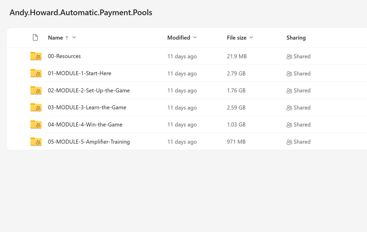 Andy Howard - Automatic Payment Pools Course Modules on My Premium Courses