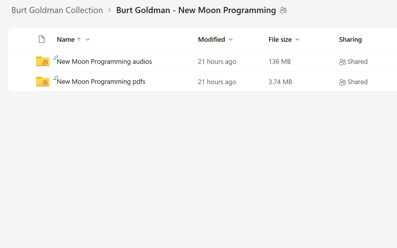 Burt Goldman New Moon Programming Modules on My Premium Courses