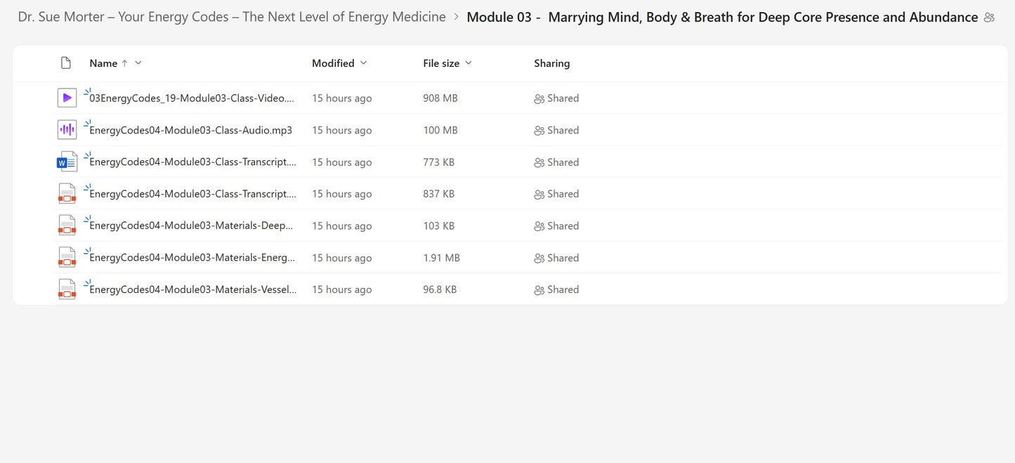 Dr. Sue Morter - Your Energy Codes -The Next Level of Energy Medicine Module 3 on My Premium Courses