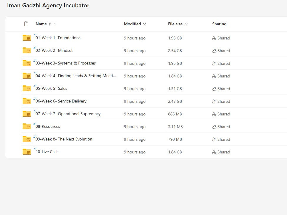 Iman Gadzhi – Agency Incubator Modules on My Premium Courses