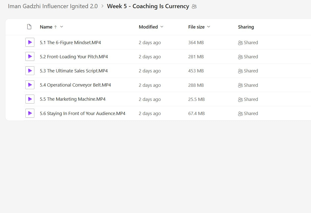 Iman Gadzhi - Influencer Ignited 2.0 Module 5 on My Premium Courses