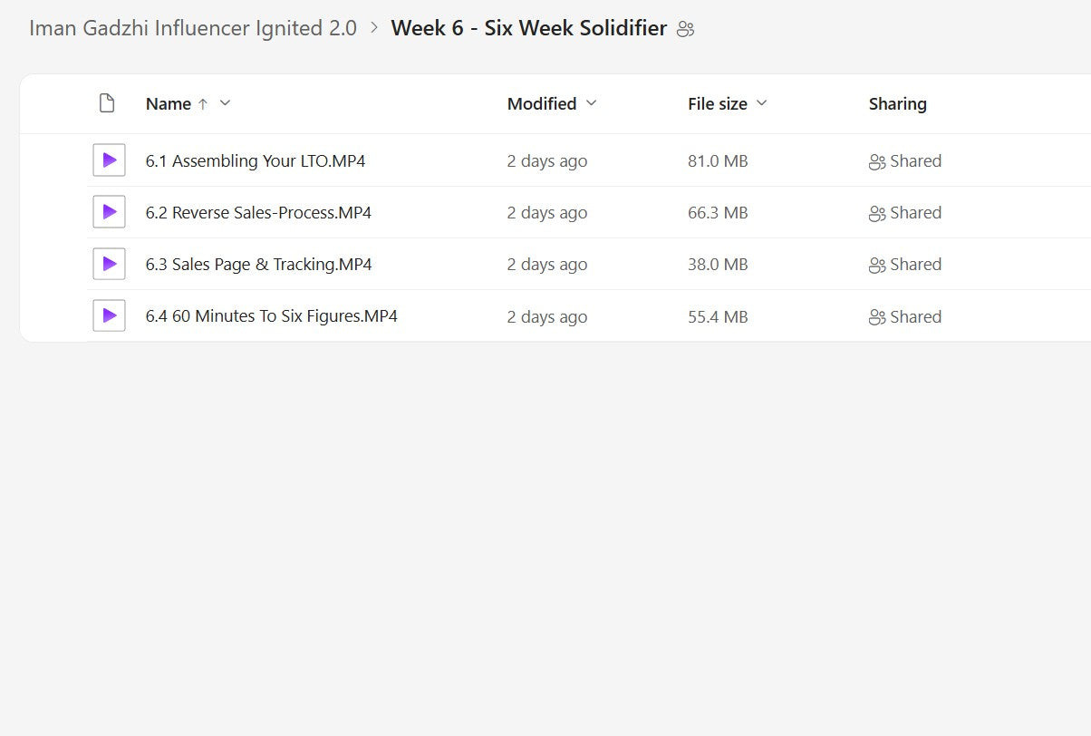 Iman Gadzhi - Influencer Ignited 2.0 Module 6 on My Premium Courses