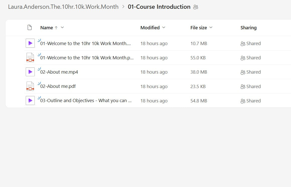 Laura Anderson – The 10hr 10k Work Month Course Module 1 on My Premium Courses