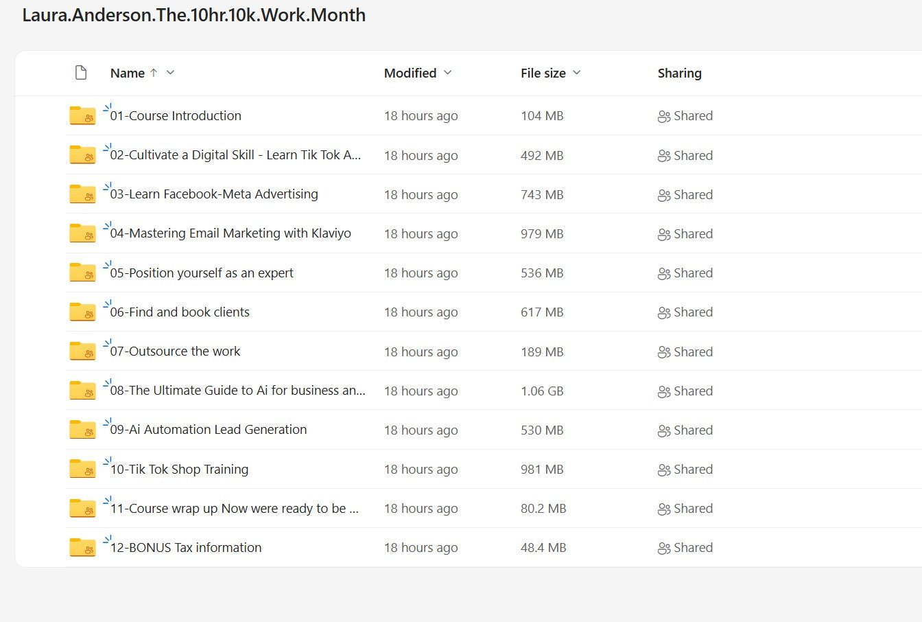 Laura Anderson – The 10hr 10k Work Month Course Modules on My Premium Courses