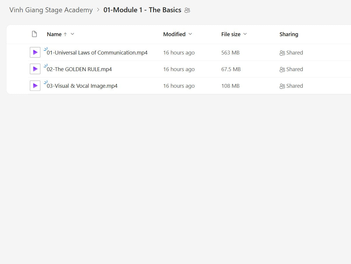 Vinh Giang - Stage Academy Module 1 on My Premium Courses