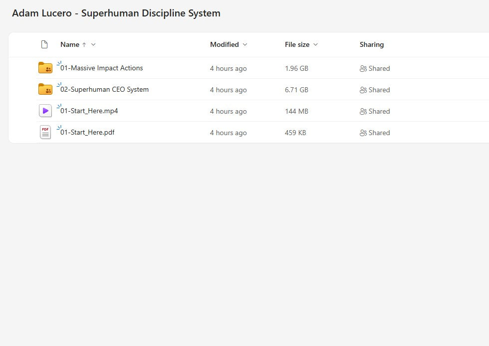 Adam Lucero - Superhuman Discipline System Modules on mypremiumcourses.com