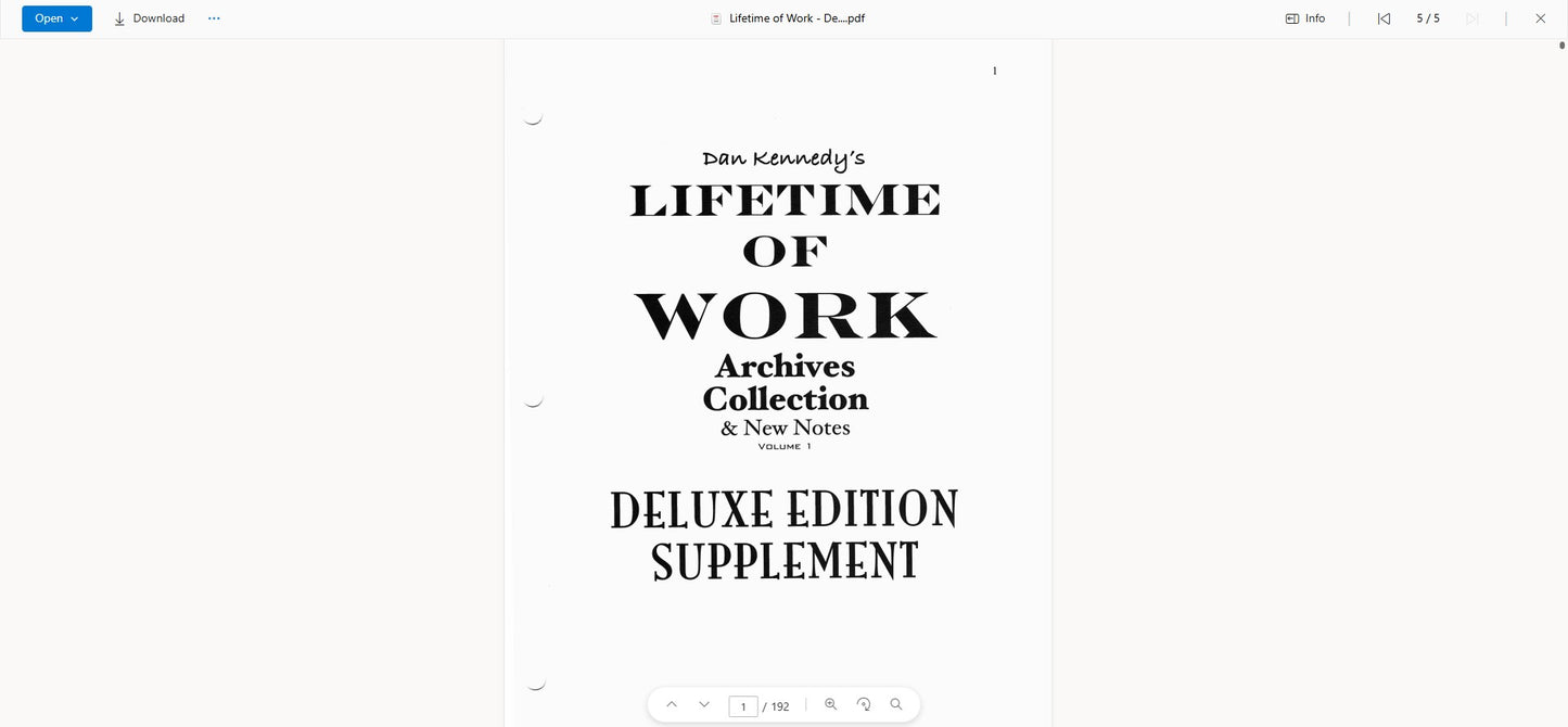 Dan Kennedy - Lifetime of Work File Document on mypremiumcourses.com