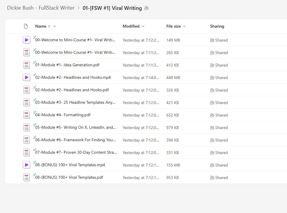 Dickie Bush – Full Stack Writer Module 2 on mypremiumcourses.com