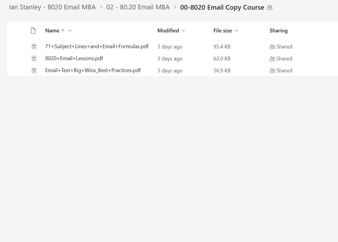 Ian Stanley – 8020 Email MBA LIFETIME UPDATES Module 2.0 on mypremiumcourses.com
