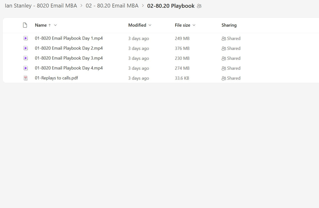 Ian Stanley – 8020 Email MBA LIFETIME UPDATES Module 2.2 on mypremiumcourses.com