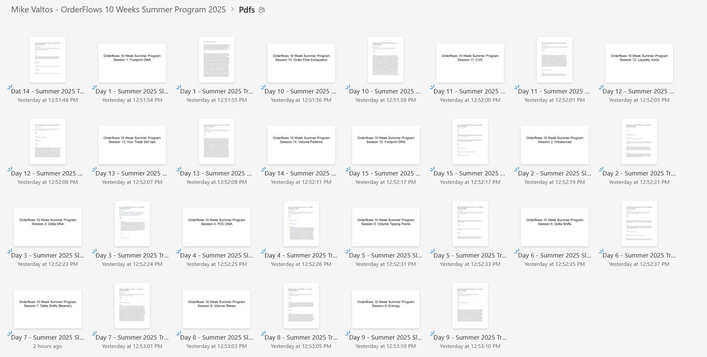 Mike Valtos – Orderflows 10 Week Summer Program 2025 Files Modules on mypremiumcourses.com