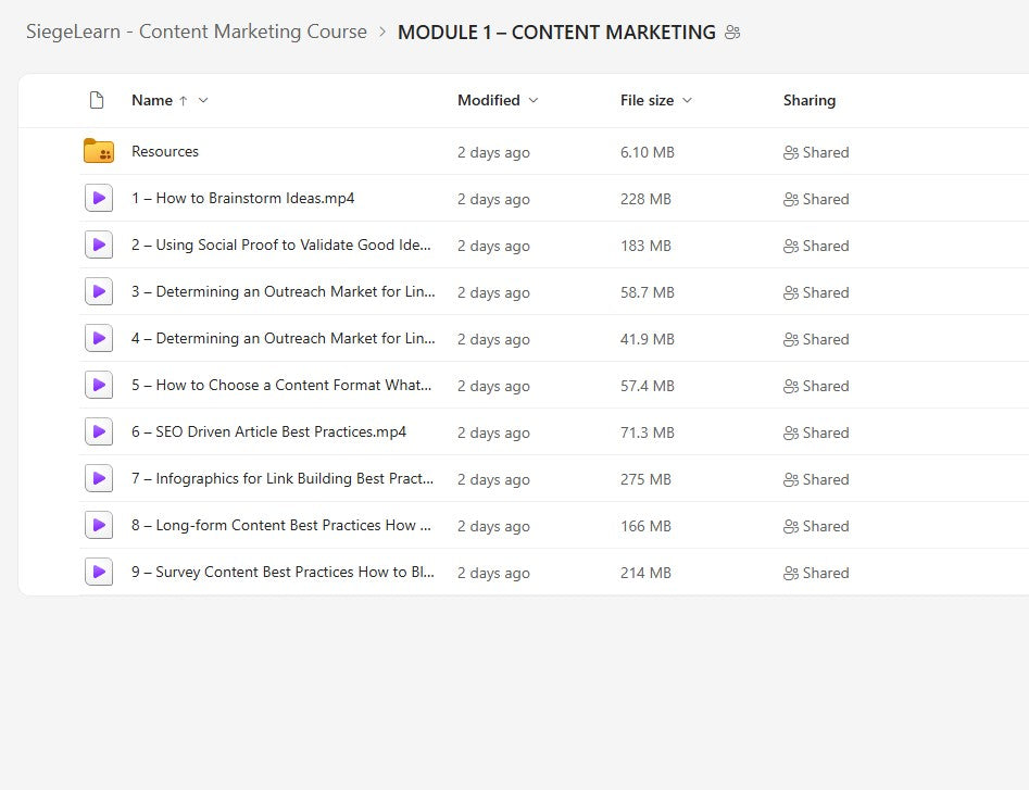 SiegeLearn – Content Marketing Course Module 1 on mypremiumcourses.com