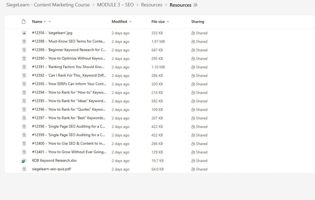 SiegeLearn – Content Marketing Course Module 3.1 on mypremiumcourses.com