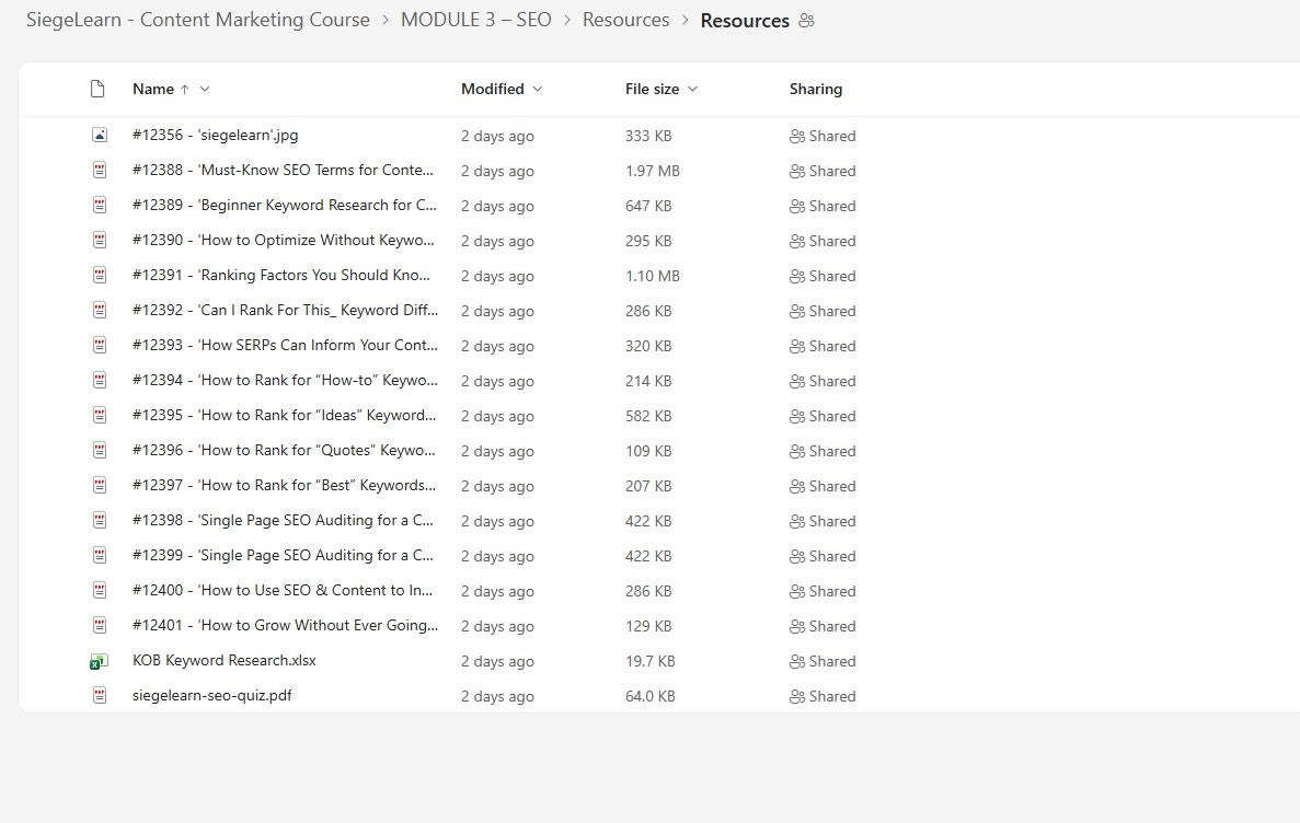 SiegeLearn – Content Marketing Course Module 3.1 on mypremiumcourses.com