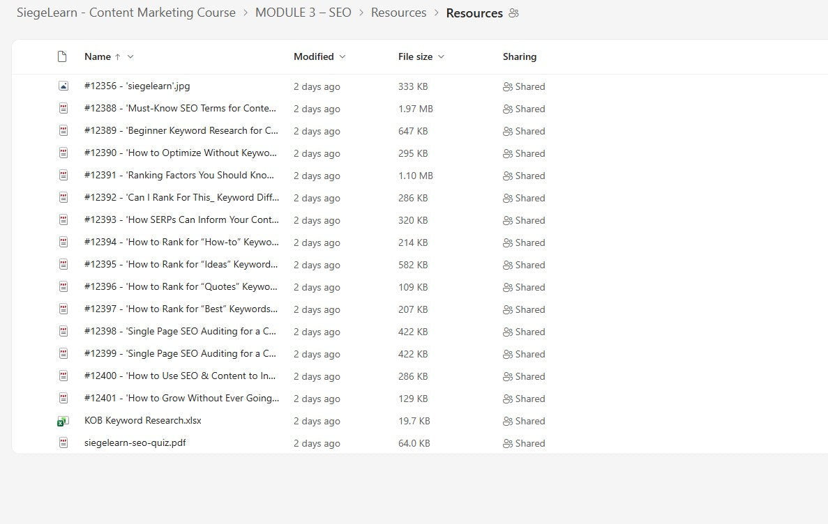 SiegeLearn – Content Marketing Course Module 3.1 on mypremiumcourses.com