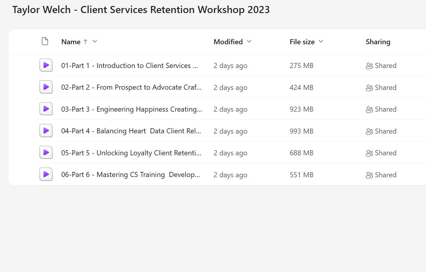 Taylor Welch - Client Services and Retention Workshop Modules