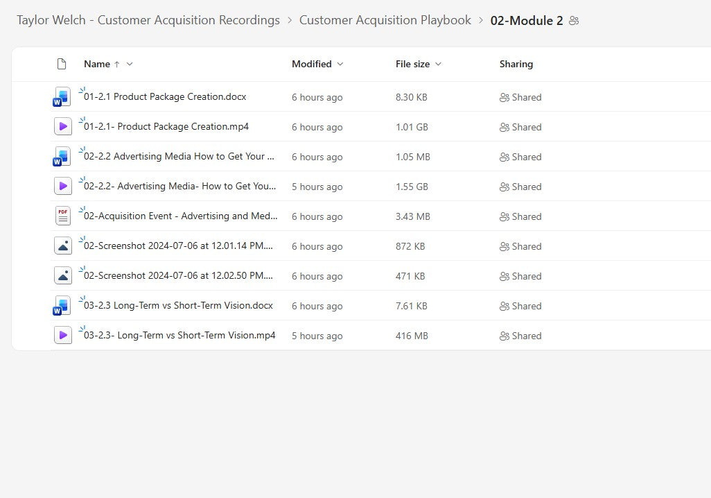 Taylor Welch – Customer Acquisition Recordings Module 2 on mypremiumcourses.com