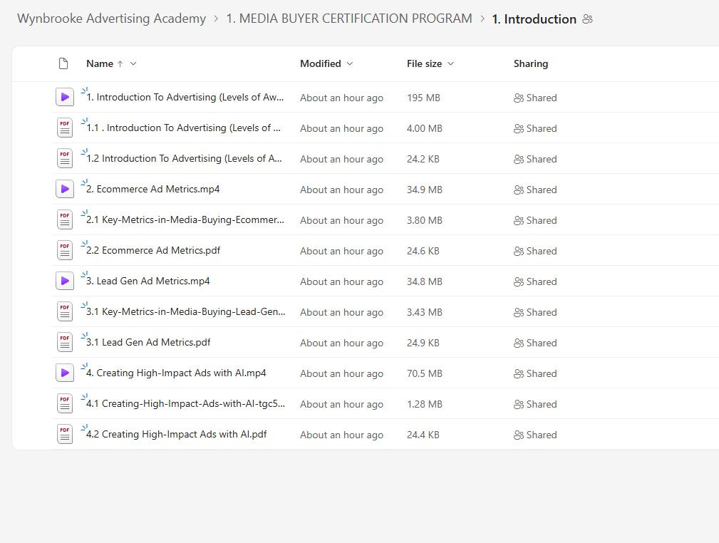 Wynbrooke Advertising Academy Module 1.1 on mypremiumcourses.com