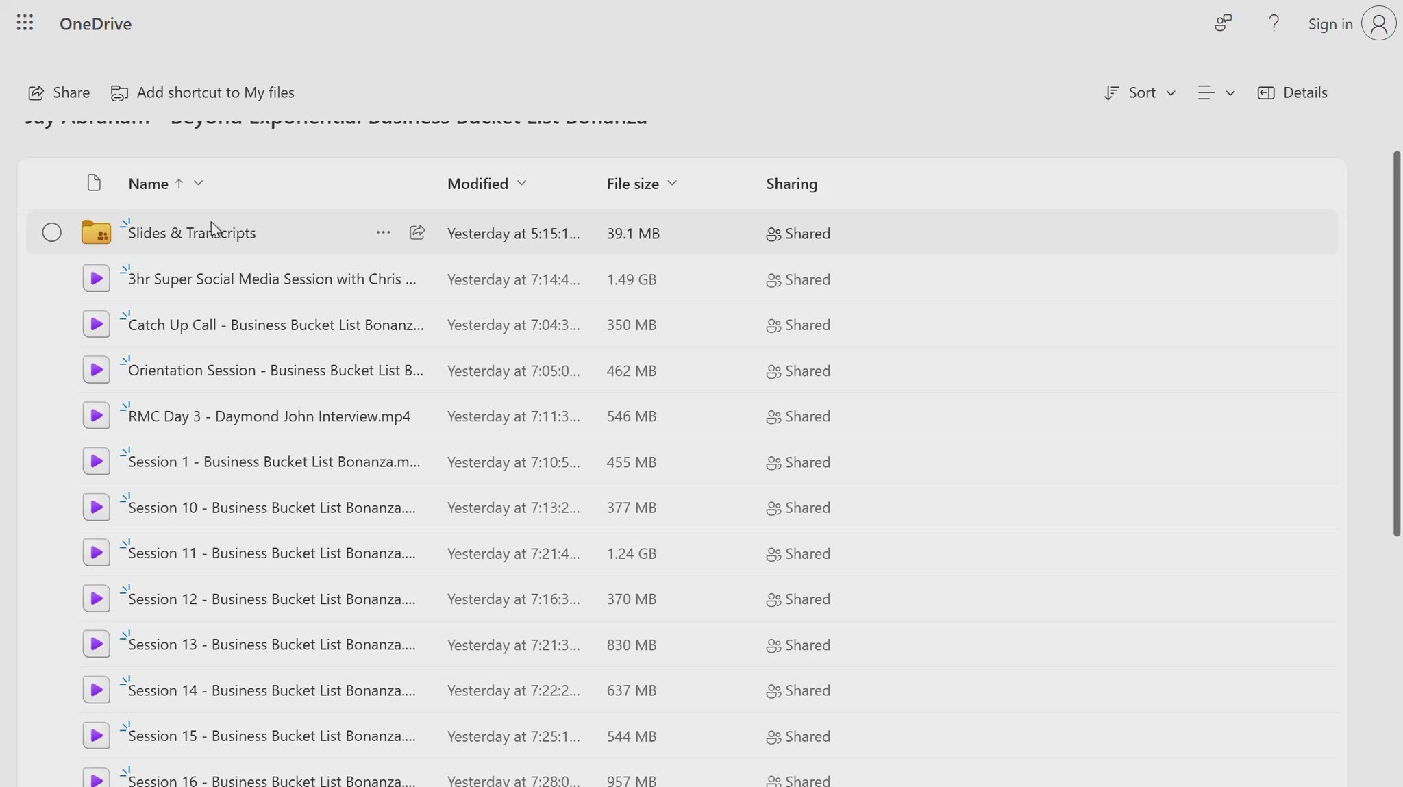 Jay Abraham – Beyond Exponential Business Bucket List Bonanza Modules Video File on mypremiumcourses.com