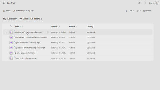 Jay Abraham – 94 Billion Dollarman Modules Video File on mypremiumcourses.com